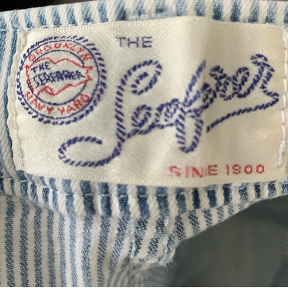 RARE Seafarer Circe High Waisted Blue Pinstripe Stretch Vintage Dungaree 27 - Picture 12 of 16